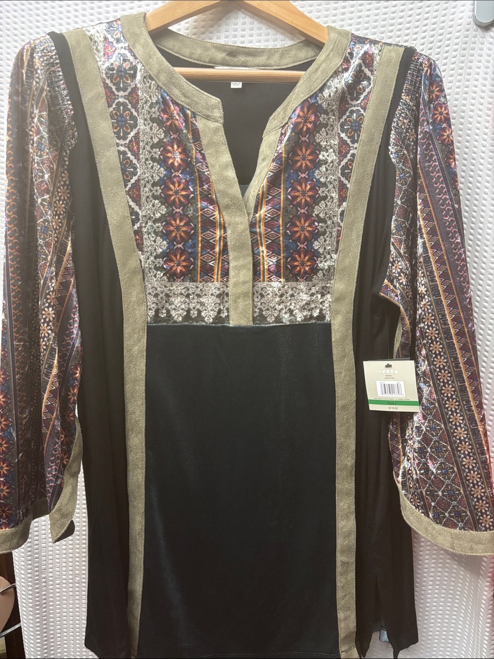 New John Mark velour peasant tunic top Sz Large